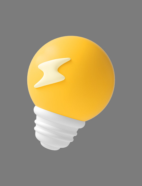 黄色C4D立体卡通电灯泡