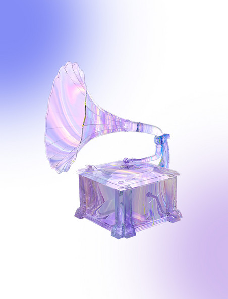 3D酸性潮流玻璃镭射乐器留声机元素