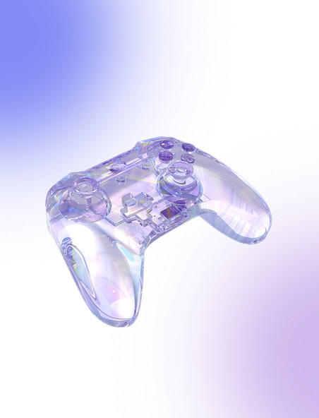 3D酸性潮流玻璃镭射数码游戏手柄元素