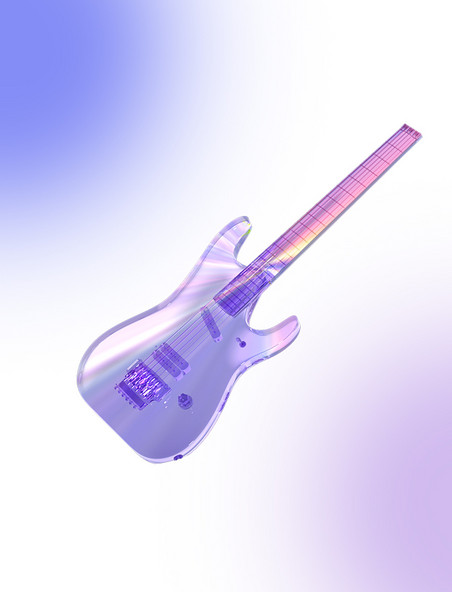 3D酸性潮流玻璃镭射乐器数码吉他元素