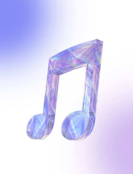 3D酸性潮流玻璃镭射乐器数码音符元素