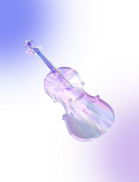 3D酸性潮流玻璃镭射乐器数码小提琴元素
