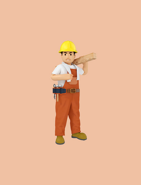 3D51劳动节职业系列之工人扛木头