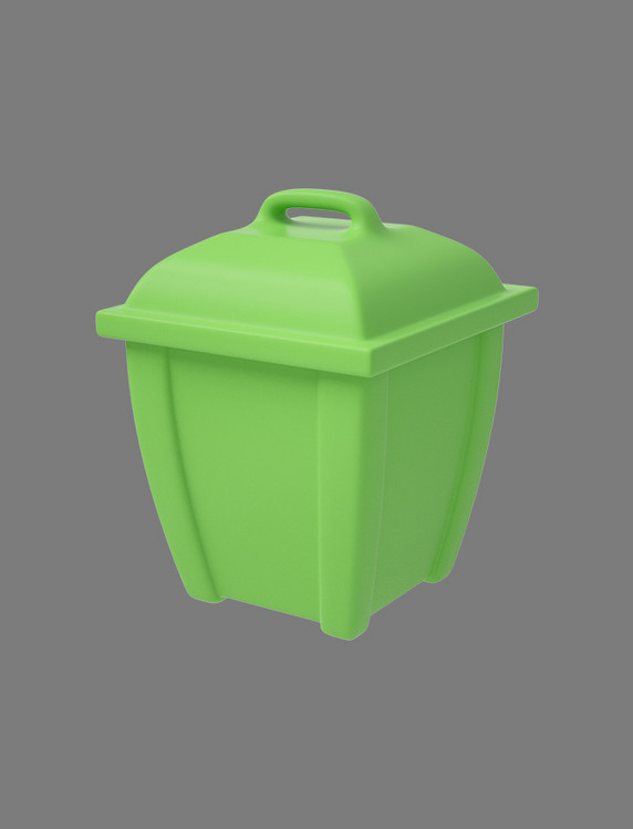 绿色C4D立体卡通垃圾桶