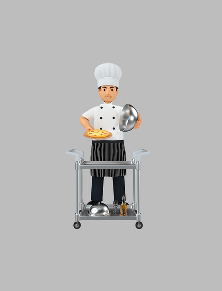 3D51劳动节职业系列之厨师和餐车