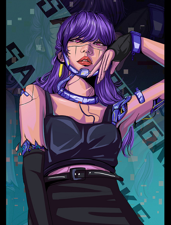 赛博朋克机械人物潮流美女