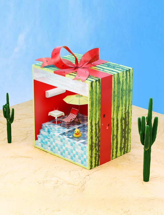 夏日清爽西瓜电商礼盒C4D