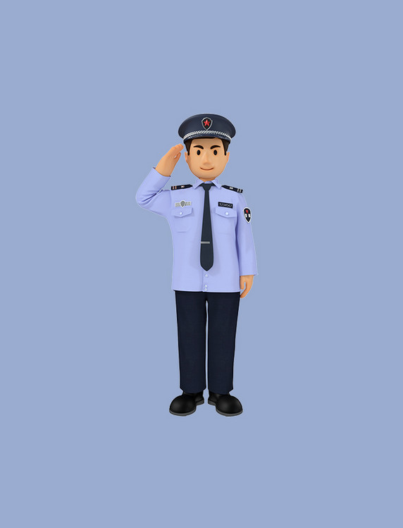 3d五一劳动节职业系列之警察敬礼