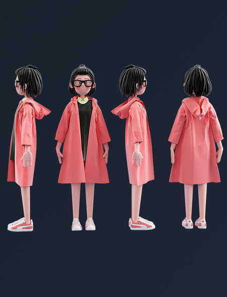3D立体女孩女性人物IP形象模型