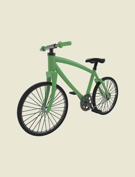 3D立体交通工具奶酪绿自行车