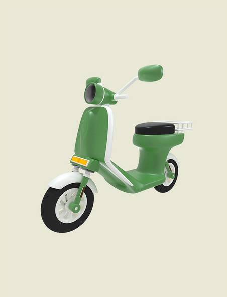 3D立体交通工具奶酪绿电瓶车摩托车
