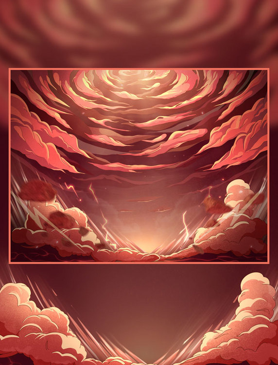 酷炫天空云层背景环绕云插画场景