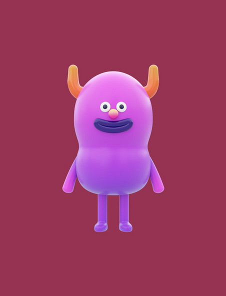 C4D卡通紫色怪兽