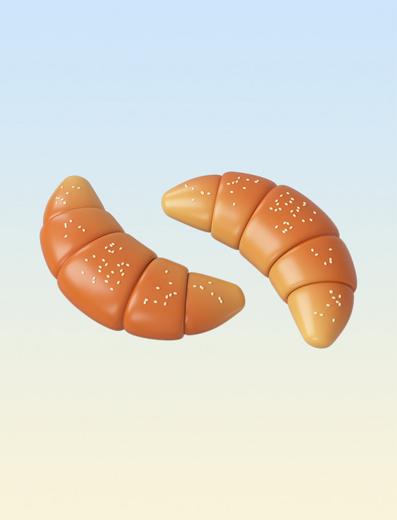 3DC4D立体甜品牛角包面包