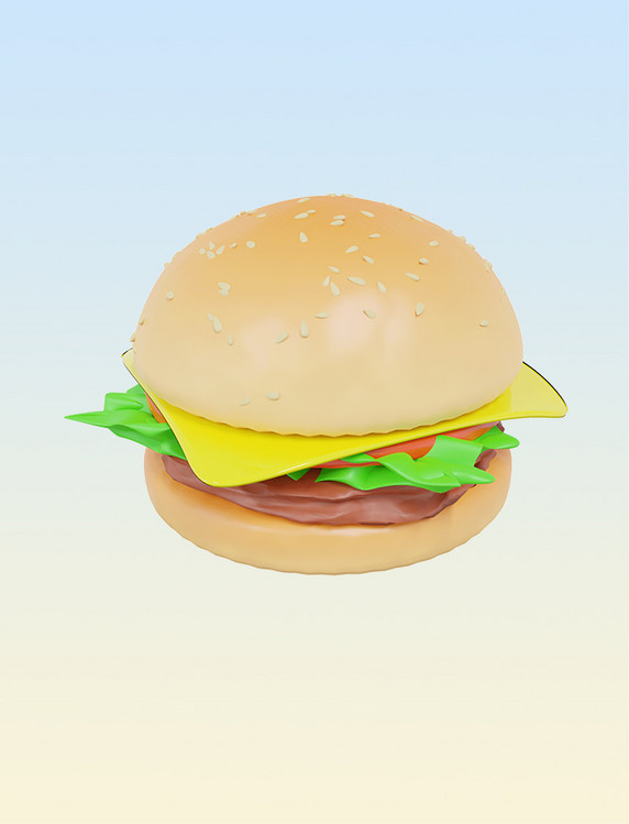 3D美食牛肉汉堡