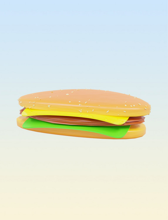 3D立体快餐三明治面包