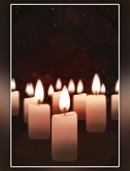 蜡烛祈福为逝者哀悼虔诚祈求夜晚烛光手绘插画背景