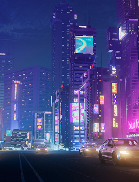 c4d赛博朋克科幻城市未来科技感城市建筑大气三维场景