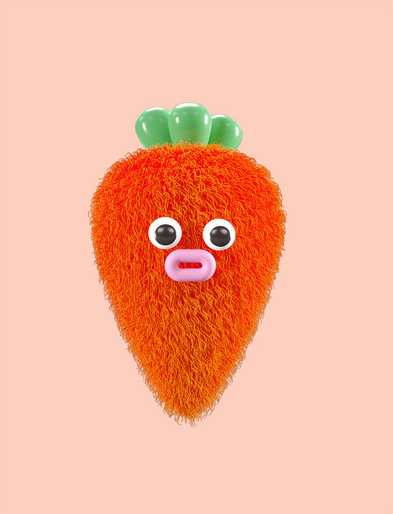 桔色3D毛绒胡萝卜