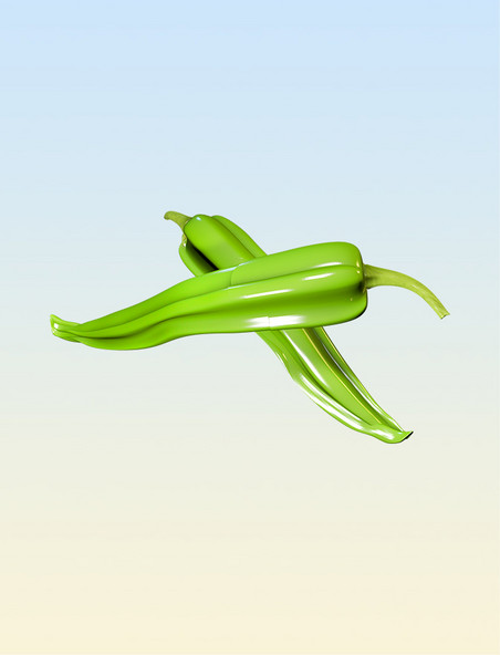 3D立体蔬菜绿辣椒