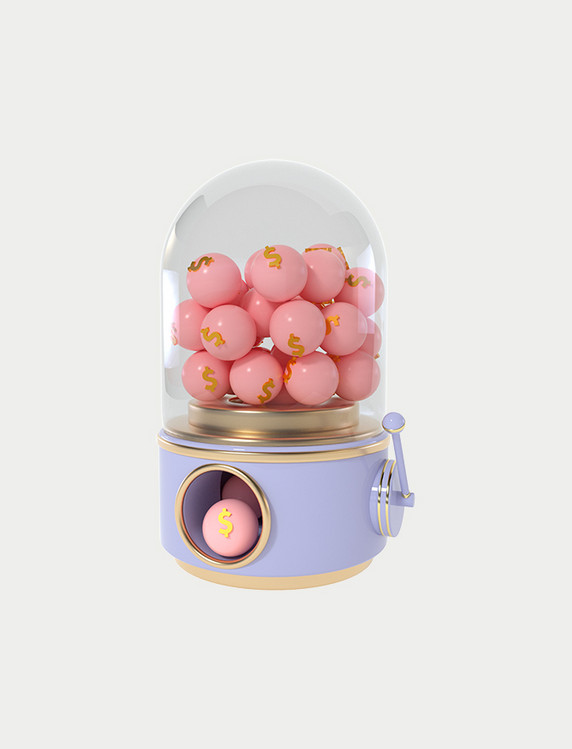 3D立体电商促销概念元素抽奖球粉紫