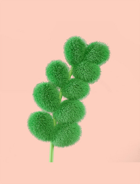 绿色3D毛绒植物