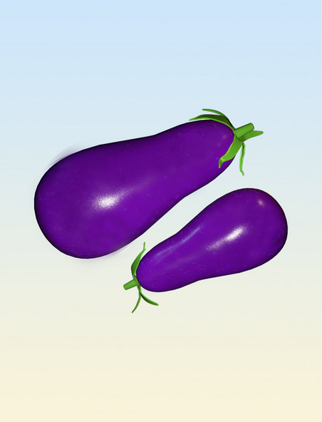 3D立体蔬菜紫茄子