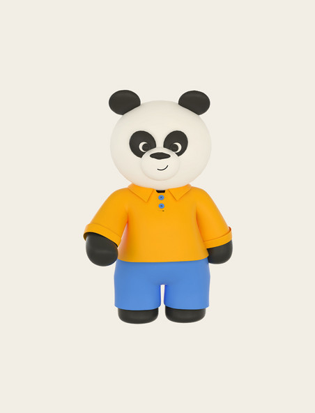 c4d立体熊猫黏土动物