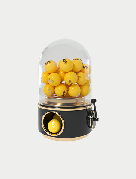 3D立体电商促销概念元素抽奖球黑黄