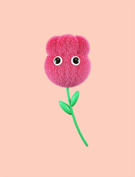 粉色3D毛绒可爱花