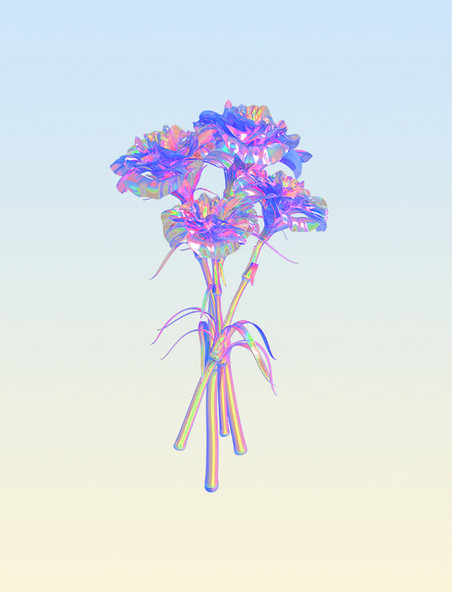 c4d酸性玻璃水晶康乃馨花朵