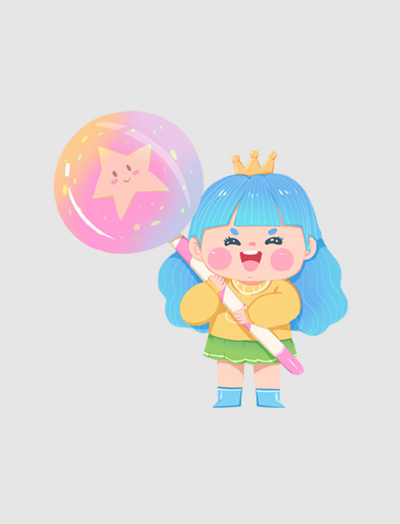 六一儿童节卡通棒棒糖小女孩