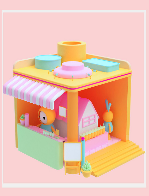 3D立体小商店展台场景电商展台