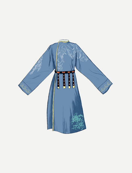 手绘古代男性汉服传统服饰