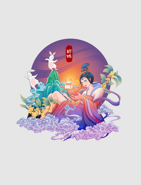 嫦娥五号卫星中国风国潮神话人物