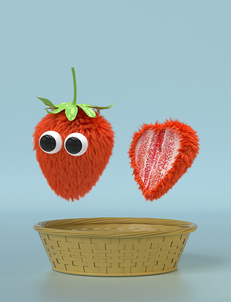 草莓Q版模型3D模型