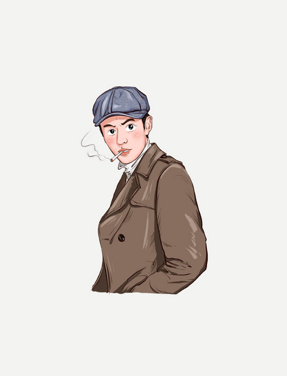 手绘民国老百姓生活人物男士