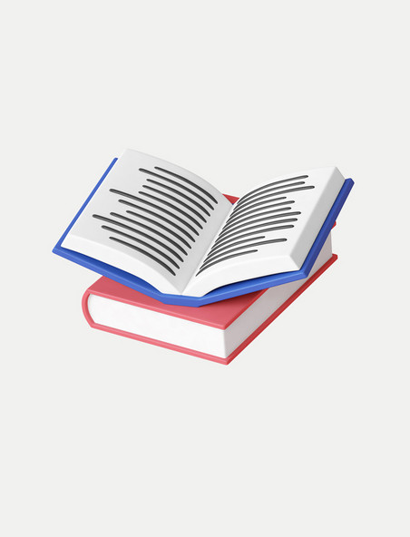 卡通3d立体书本c4d打开的书
