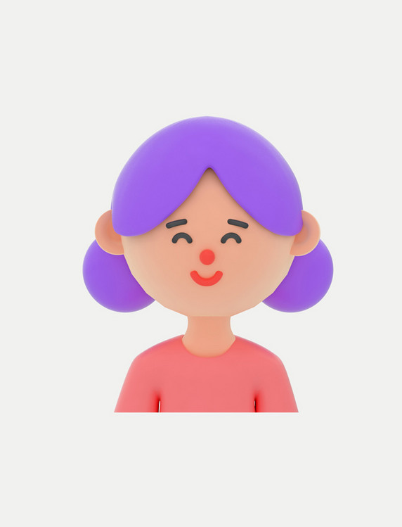 3D立体C4D丸子头女生头像