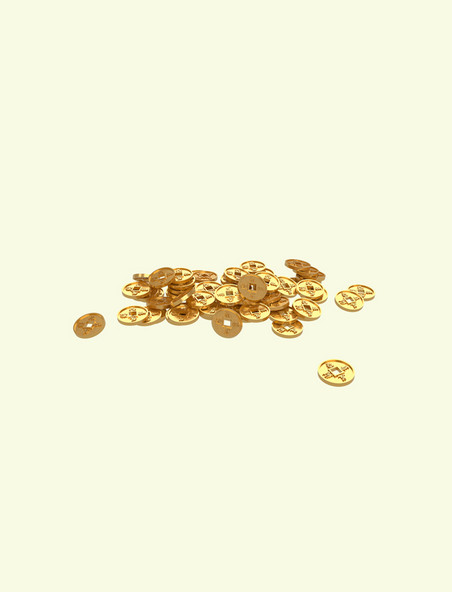 多个C4D立体3D金色新年金币硬币