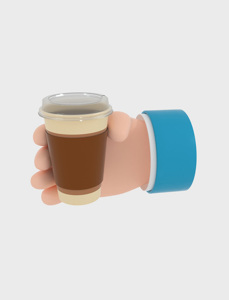 3D立体商务风手势喝咖啡