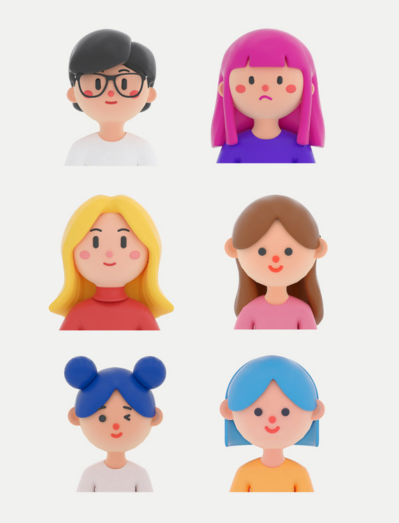 3D立体C4D短发女生头像