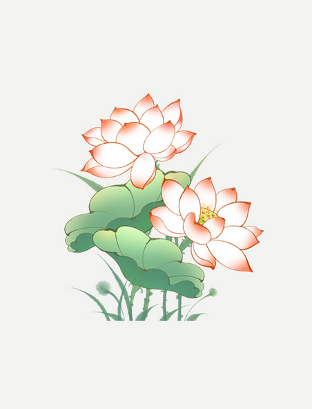 中国风典雅花卉植物古风荷花海报