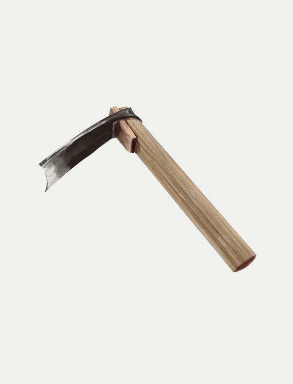 手绘水彩劳动工具铁锄头手账贴纸