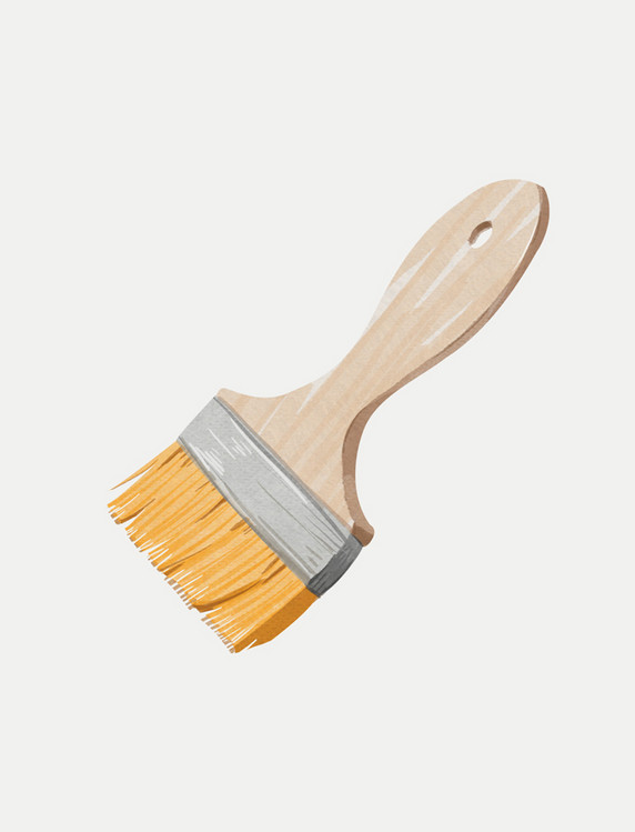 手绘水彩劳动工具排刷手账贴纸