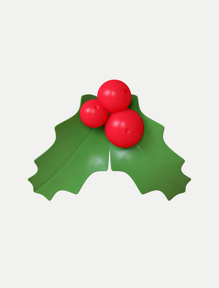 卡通3D立体圣诞圣诞节植物红果子双旦