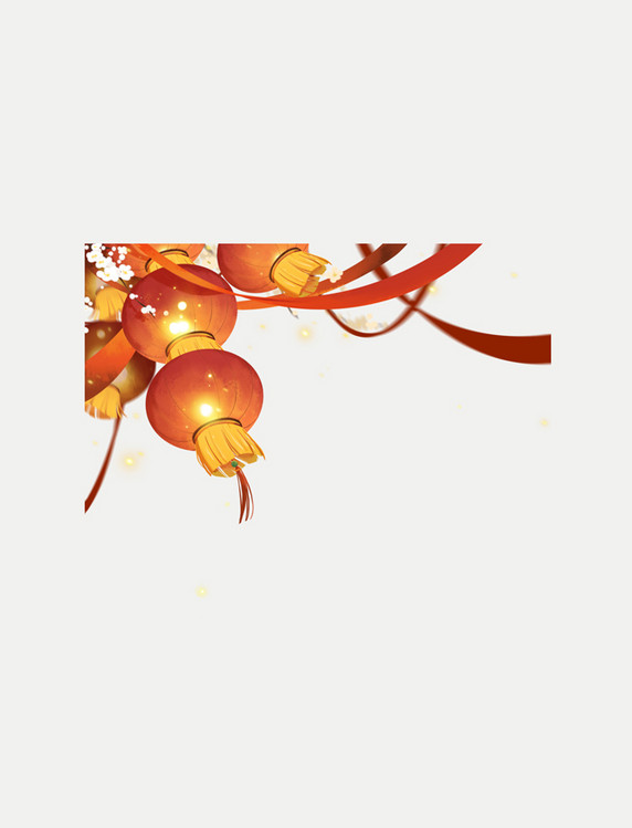 春节新年灯笼红绸边角装饰吊饰挂饰