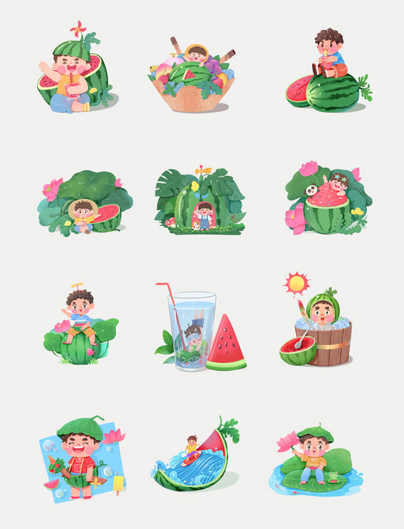 立夏大暑小暑节气夏天夏季西瓜沙冰果汁解暑