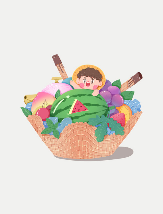 立夏大暑小暑节气夏天夏季荷花西瓜水果蛋卷