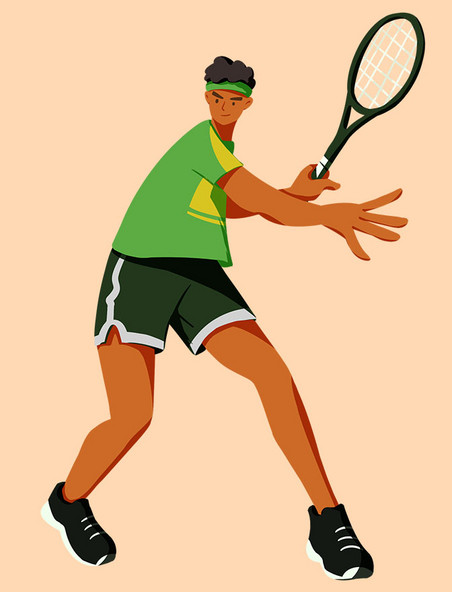 扁平夸张运动体育男运动员网球插画元素
